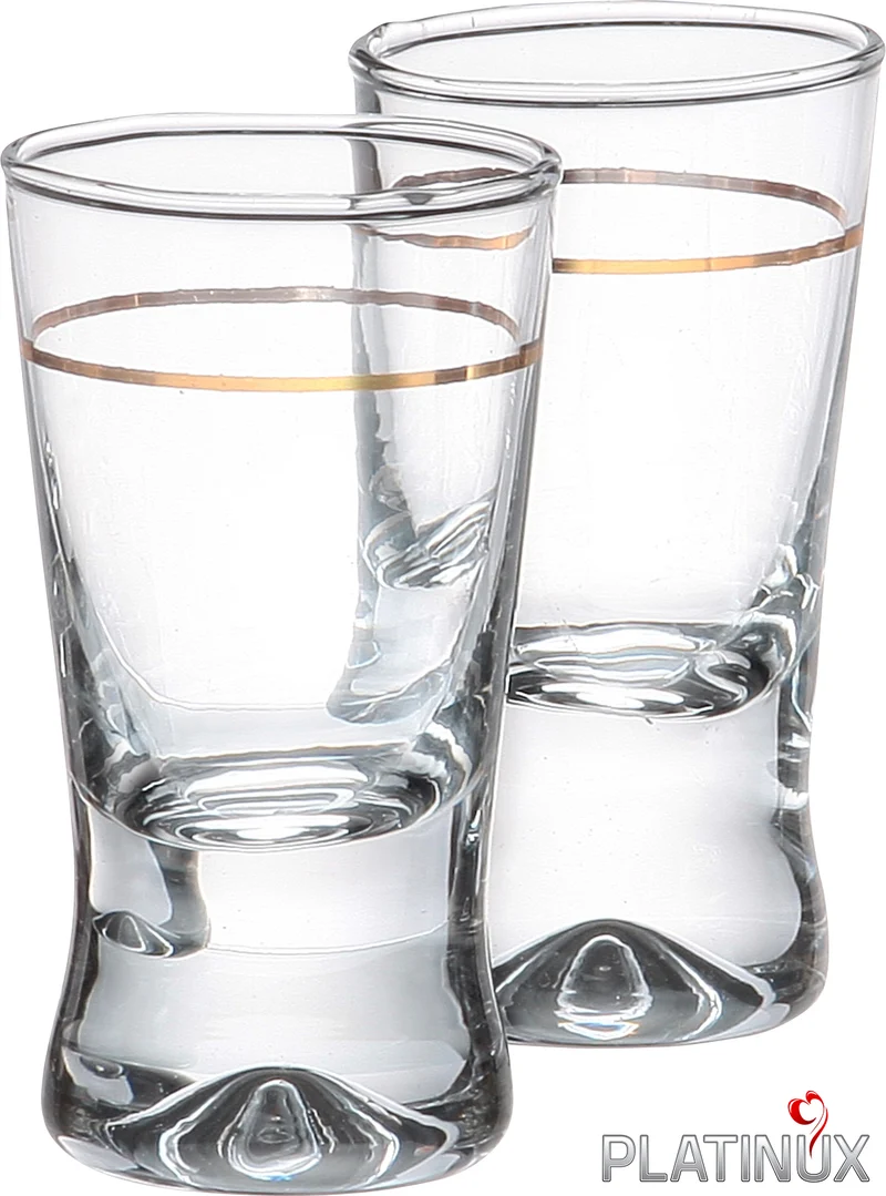 PLATINUX Shotgläser mit Gold Muster 6 Teilig Set Schnapsgläser 2,5cl Pinnchen aus Glas