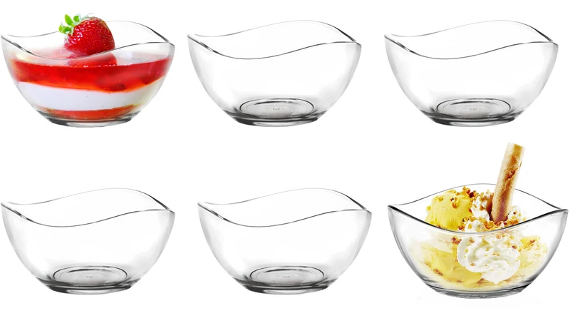 PLATINUX Snackschüssel aus Glas 6 Teilig 225ml Glasschälchen Schüssel