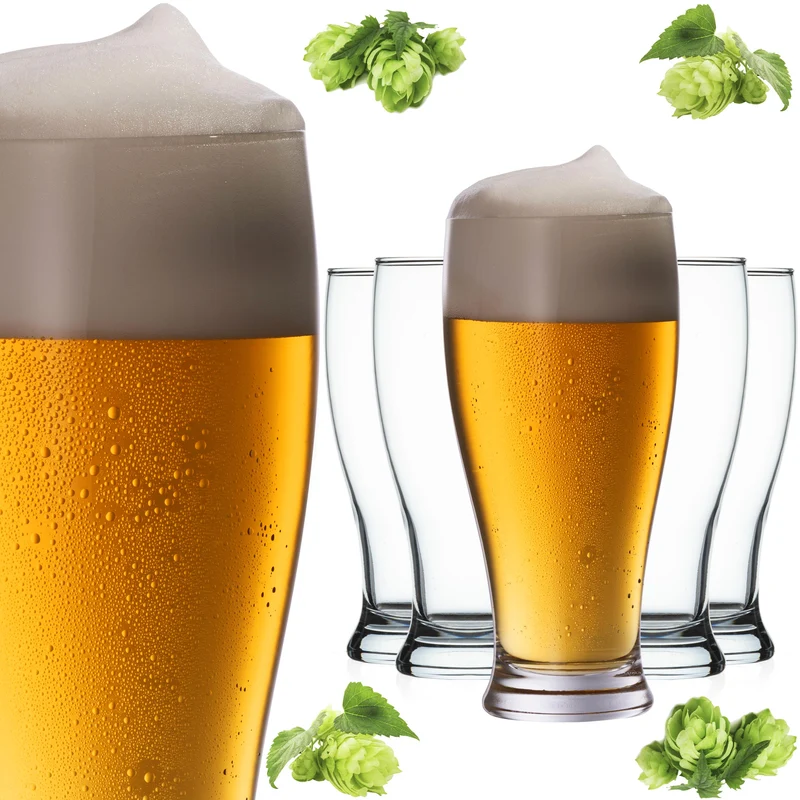 PLATINUX Biergläser Set 6 Teilig 500ml (max. 565ml) Bierseidel aus Glas