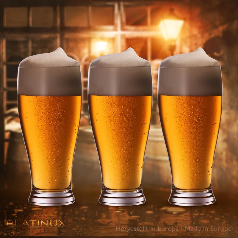 PLATINUX Biergläser Set 6 Teilig 500ml (max. 565ml) Bierseidel aus Glas