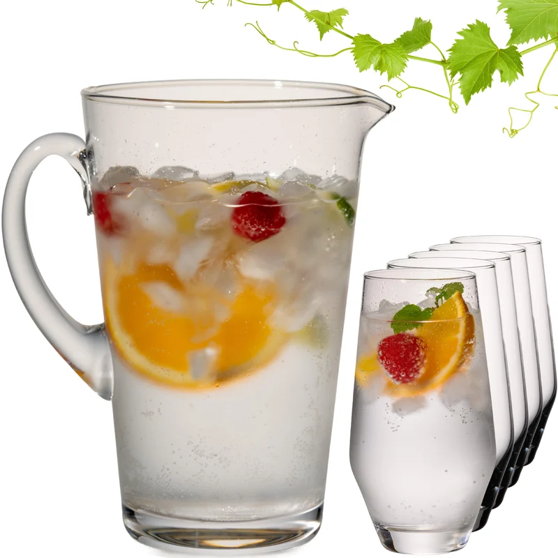 IMPERIAL Karaffe und Trinkgläser Set aus Crystalline Glas "Rom" 1680ml / 520ml handgefertigt