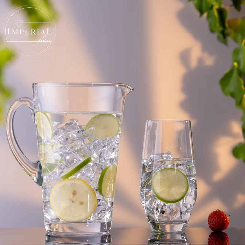IMPERIAL Karaffe und Trinkgläser Set aus Crystalline Glas "Rom" 1680ml / 520ml handgefertigt