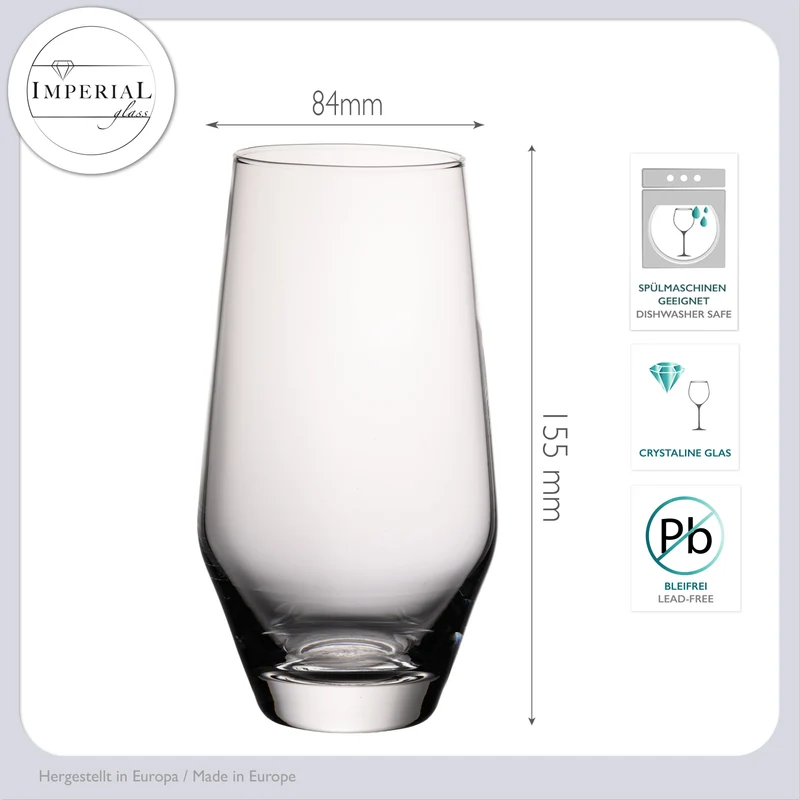 IMPERIAL Karaffe und Trinkgläser Set aus Crystalline Glas "Rom" 1680ml / 520ml handgefertigt