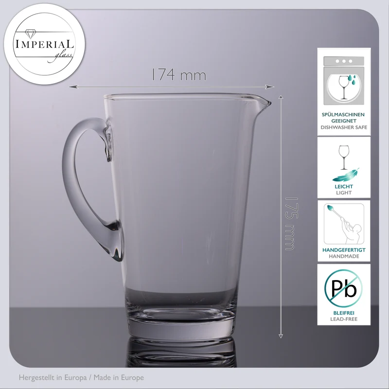 IMPERIAL Karaffe und Trinkgläser Set aus Crystalline Glas "Rom" 1680ml / 520ml handgefertigt