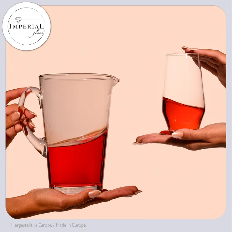 IMPERIAL Karaffe und Trinkgläser Set aus Crystalline Glas "Rom" 1680ml / 520ml handgefertigt
