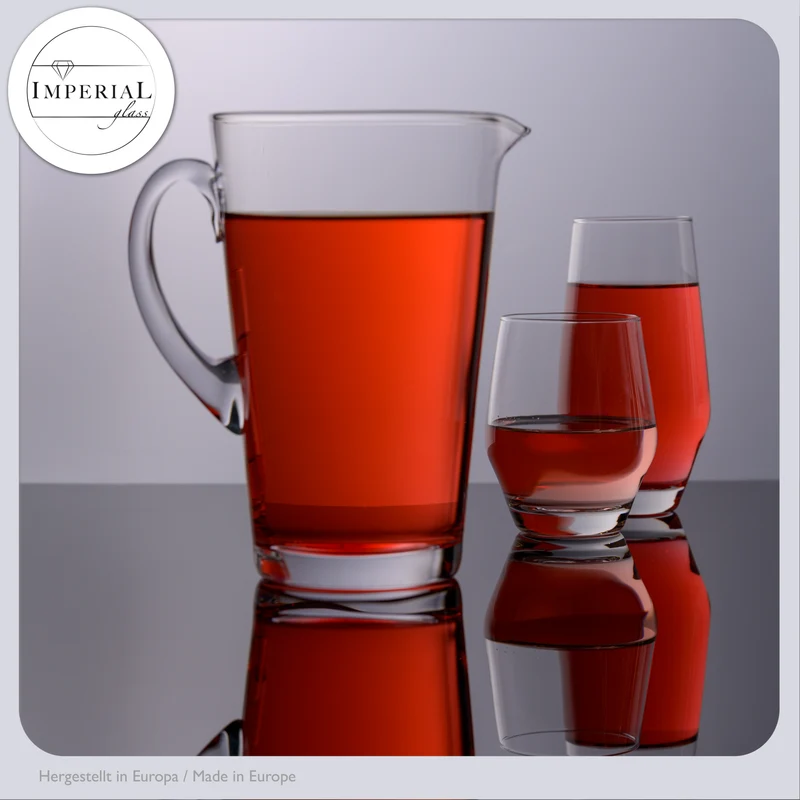 IMPERIAL Karaffe und Trinkgläser Set aus Crystalline Glas "Rom" 1680ml / 520ml handgefertigt