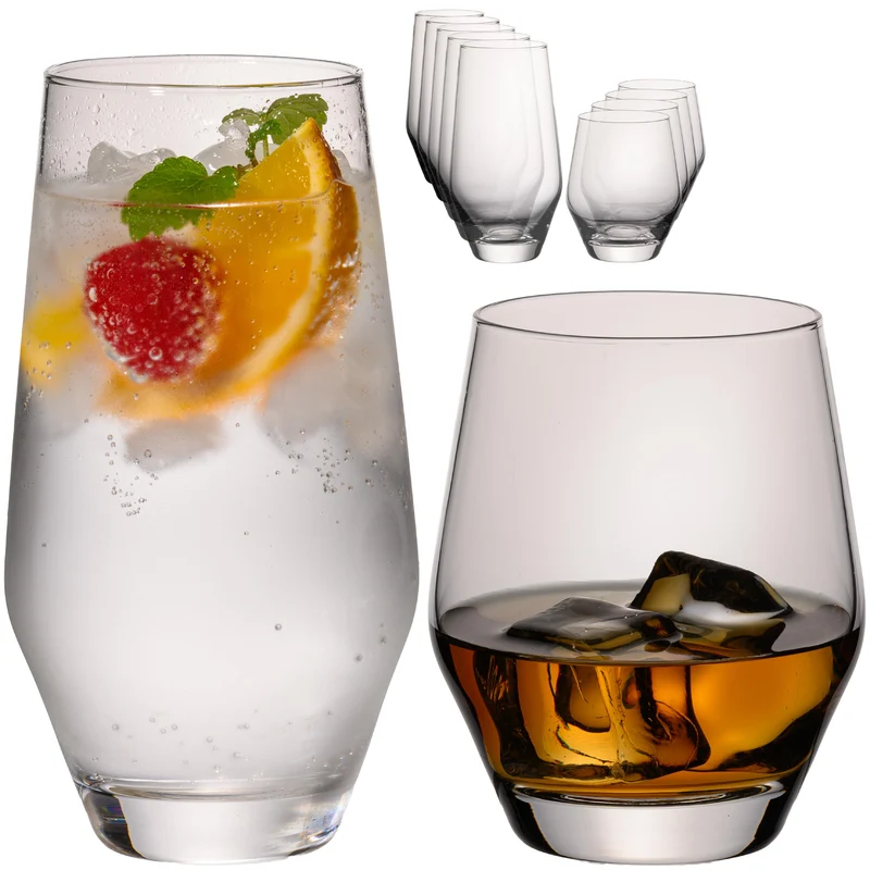 IMPERIAL Trinkgläser 400ml & 520ml 12er Set aus Crystalline Glas Serie "Rom" spülmaschinenfest