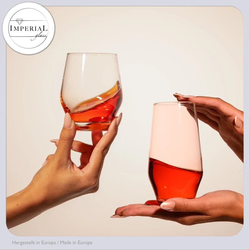 IMPERIAL Trinkgläser 400ml & 520ml 12er Set aus Crystalline Glas Serie "Rom" spülmaschinenfest