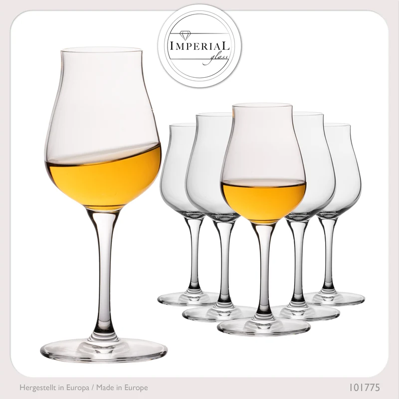 IMPERIAL Nosing Glas 110ml Tasting Glas für Whisky & Cognac aus Crystalline Glas Set 6 Stück Spülmaschinenfest