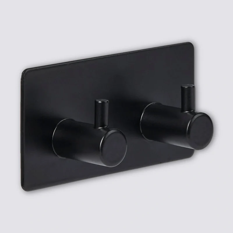 Zwart of Zilver dubbel handdoekhaakje zelfklevend Five® (kleurkeuze niet mogelijk)