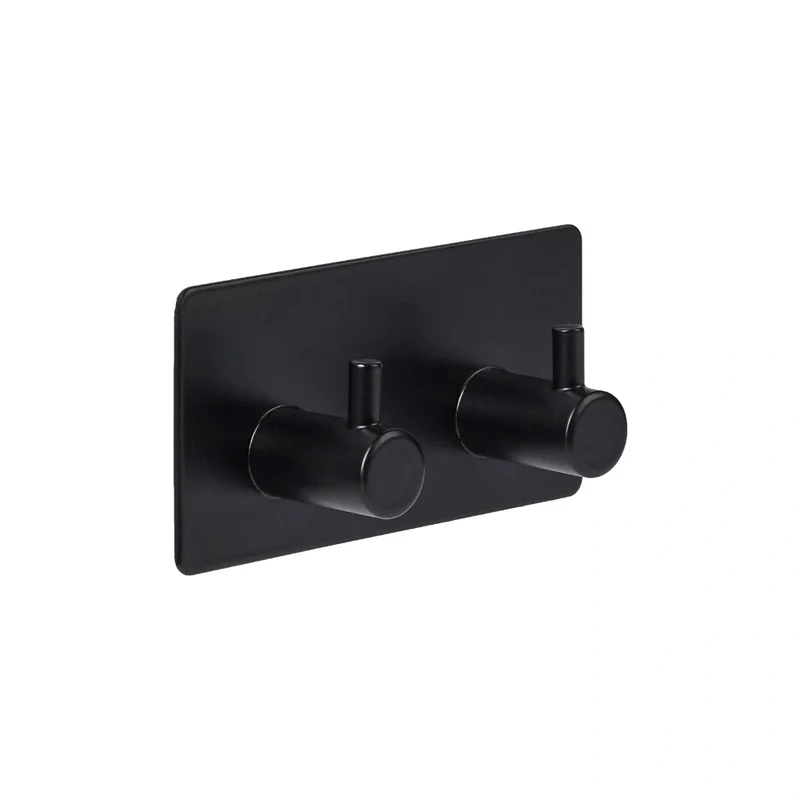 Zwart of Zilver dubbel handdoekhaakje zelfklevend Five® (kleurkeuze niet mogelijk)