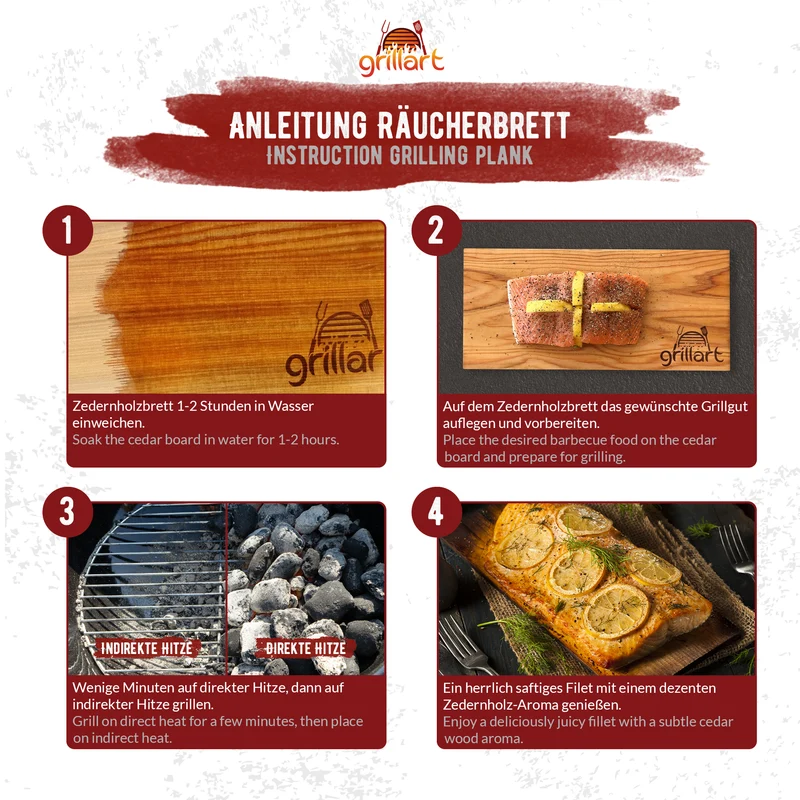 Zedernholzbretter BIG zum Grillen – aus 100% natürlichem Western Red Zedernholz 30 x 14 x 2 cm 2er Set