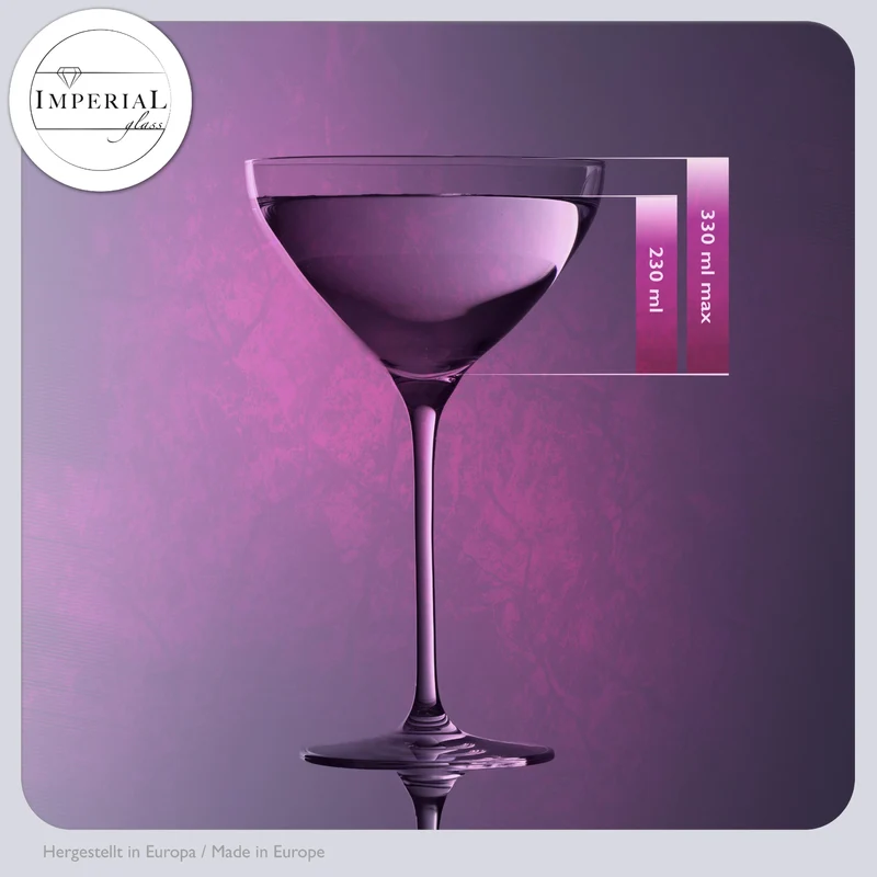 IMPERIAL Martini Gläser Set 2 Stück 330ml aus Crystalline Glas Spülmaschinenfest