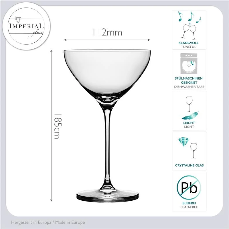 IMPERIAL Martini Gläser Set 2 Stück 330ml aus Crystalline Glas Spülmaschinenfest