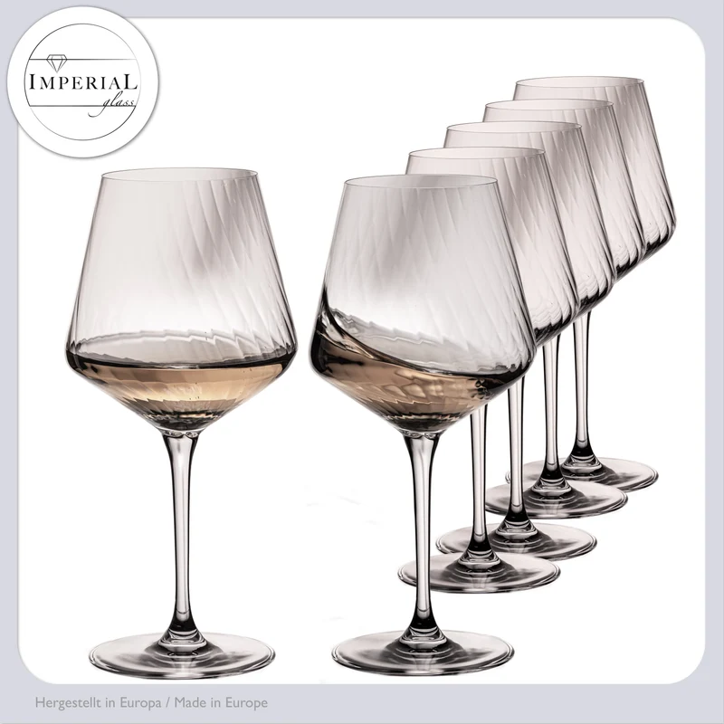 IMPERIAL glass geriffelte Chardonnaygläser Set 6 Stück 570ml aus Crystalline Glas "London"