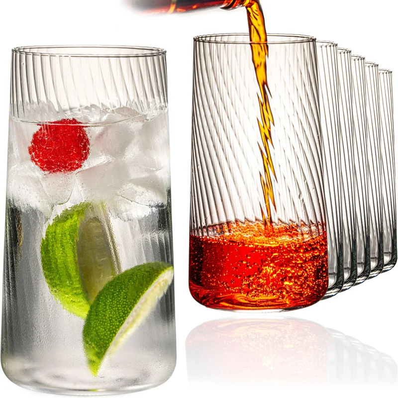 IMPERIAL glass geriffelte Trinkgläser 550ml 6er Set aus Crystalline Glas "London" Spülmaschinenfest