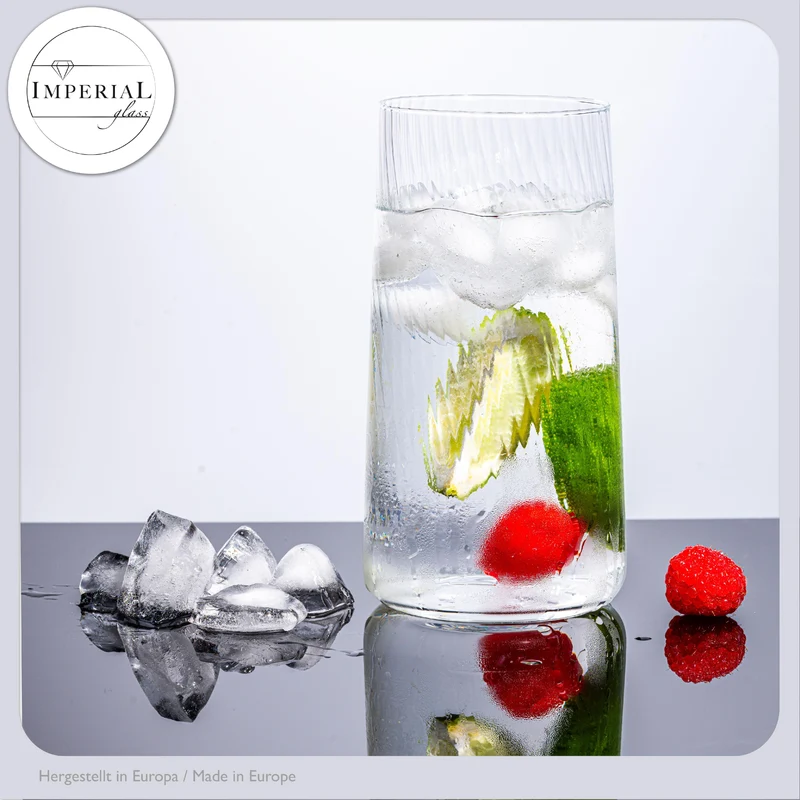 IMPERIAL glass geriffelte Trinkgläser 550ml 6er Set aus Crystalline Glas "London" Spülmaschinenfest