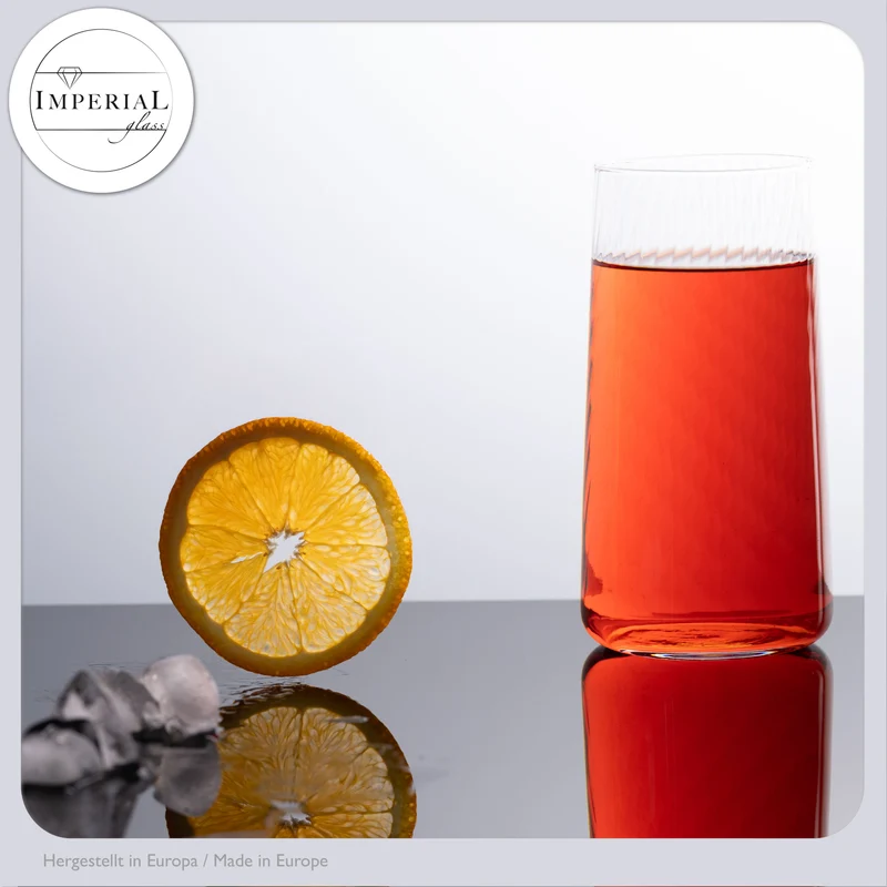 IMPERIAL glass geriffelte Trinkgläser 550ml 6er Set aus Crystalline Glas "London" Spülmaschinenfest