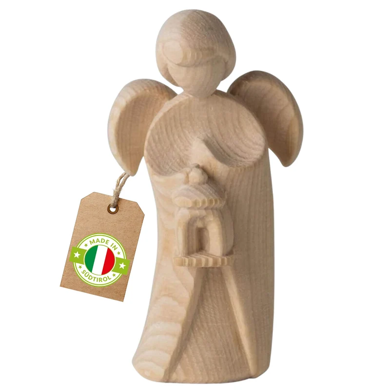 5er Set Klassischer Schutzengel aus Zirbenholz | Geschenk zur Taufe oder zu Weihnachten | Handwerk aus Südtirol
