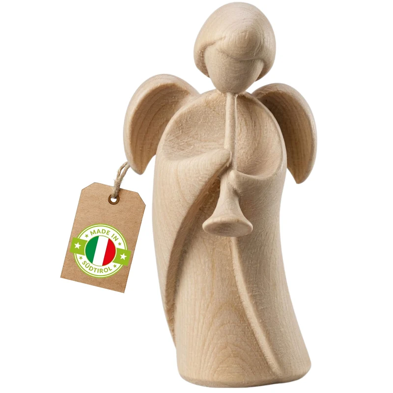 5er Set Klassischer Schutzengel aus Zirbenholz | Geschenk zur Taufe oder zu Weihnachten | Handwerk aus Südtirol