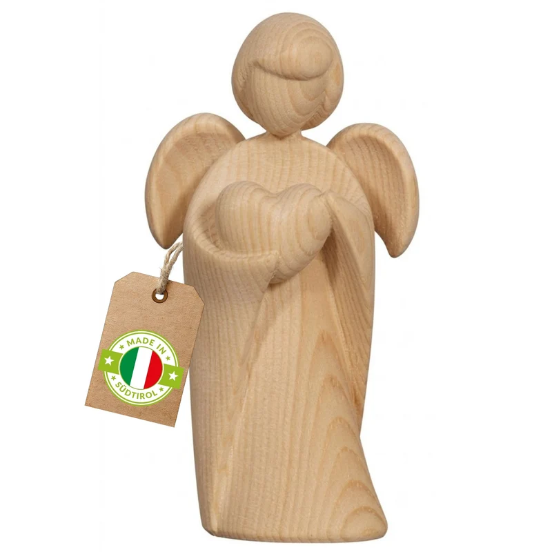 5er Set Klassischer Schutzengel aus Zirbenholz | Geschenk zur Taufe oder zu Weihnachten | Handwerk aus Südtirol