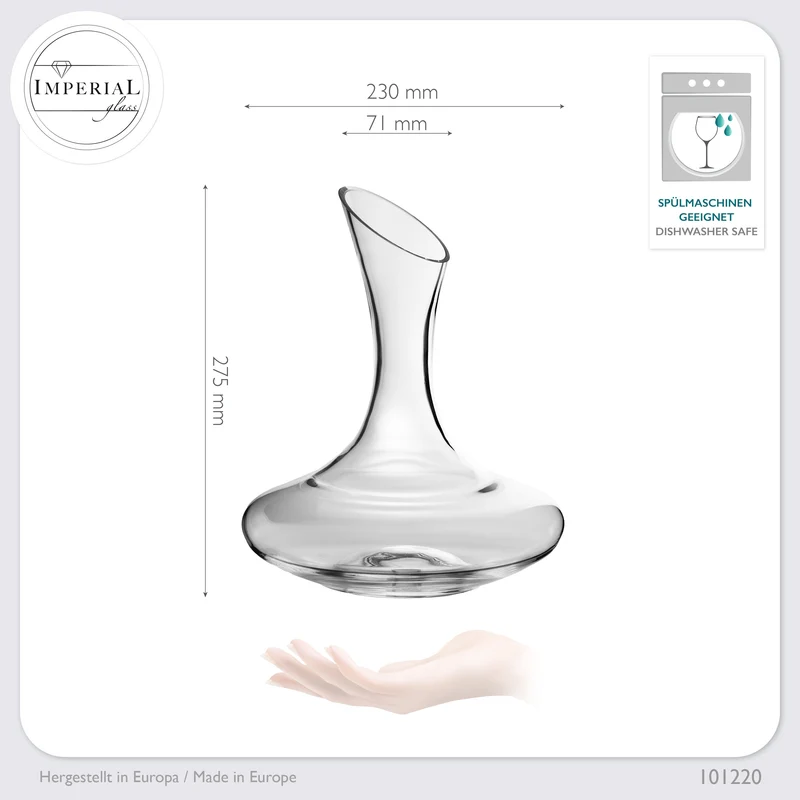 IMPERIAL glass Dekanter 2100ml Weinkaraffe aus Crystalline Glas Serie "Athen" Handgefertigt