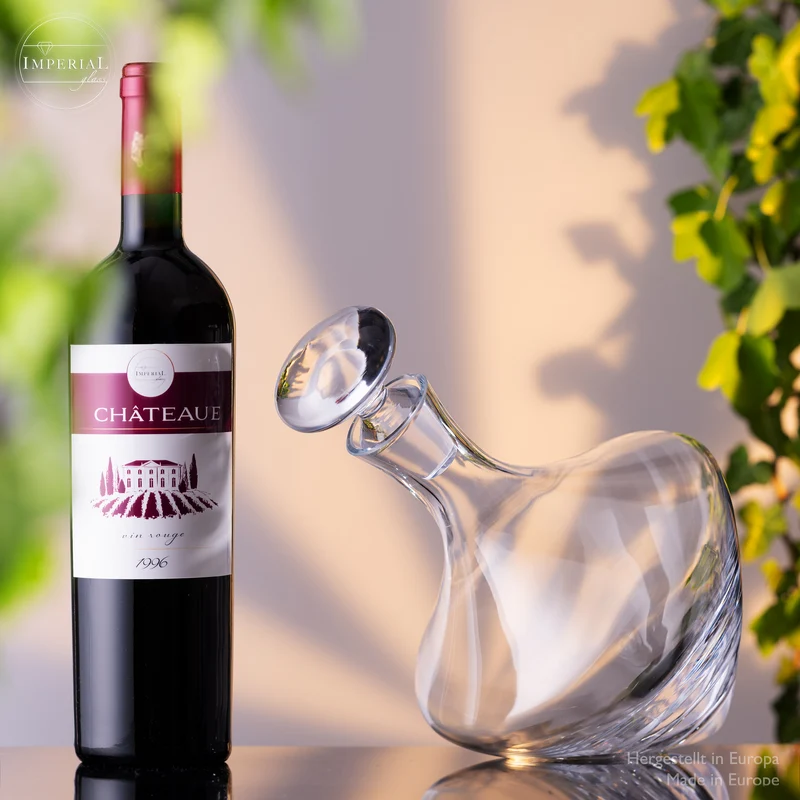 IMPERIAL glass Weinkaraffe 1000ml Dekanter aus Crystalline Glas Serie "Rom" Weindekanter Handgefertigt