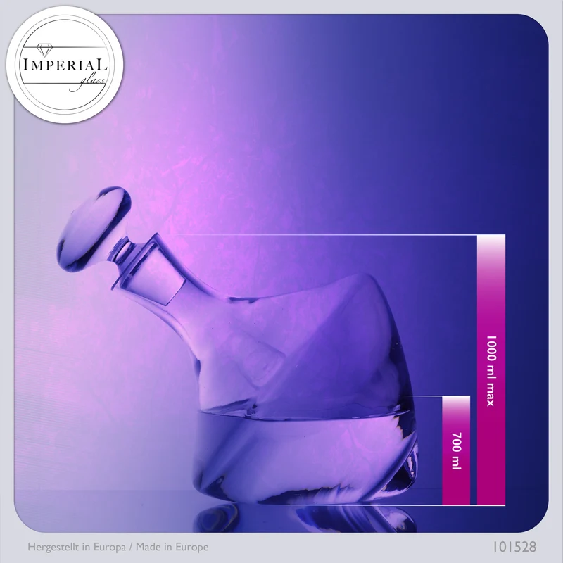 IMPERIAL glass Weinkaraffe 1000ml Dekanter aus Crystalline Glas Serie "Rom" Weindekanter Handgefertigt