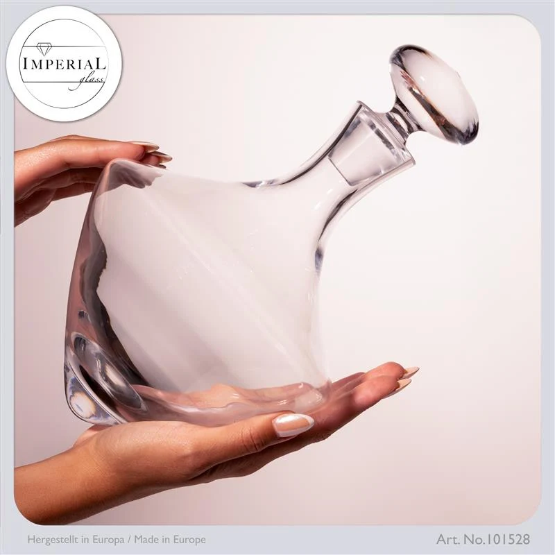 IMPERIAL glass Weinkaraffe 1000ml Dekanter aus Crystalline Glas Serie "Rom" Weindekanter Handgefertigt