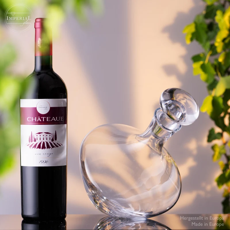 IMPERIAL glass Weinkaraffe 1000ml Dekanter aus Crystalline Glas Serie "Rom" Weindekanter Handgefertigt