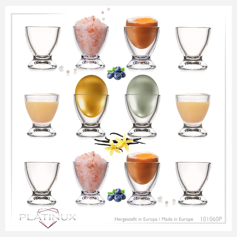 PLATINUX Eierbecher Set aus Glas 12-Teilig, Eierständer Frühstück Egg-Cup