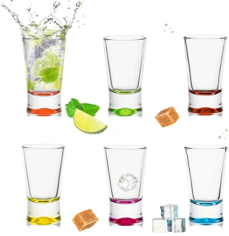 PLATINUX Shotgläser Set 6 Teilig bunt Schnapsgläser 2,5cl