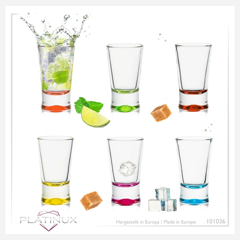 PLATINUX Shotgläser Set 6 Teilig bunt Schnapsgläser 2,5cl