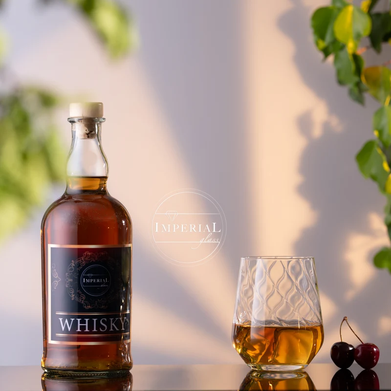 IMPERIAL geriffelte Whiskygläser 2er Set 430 ml Crystalline Glas Spülmaschinenfest