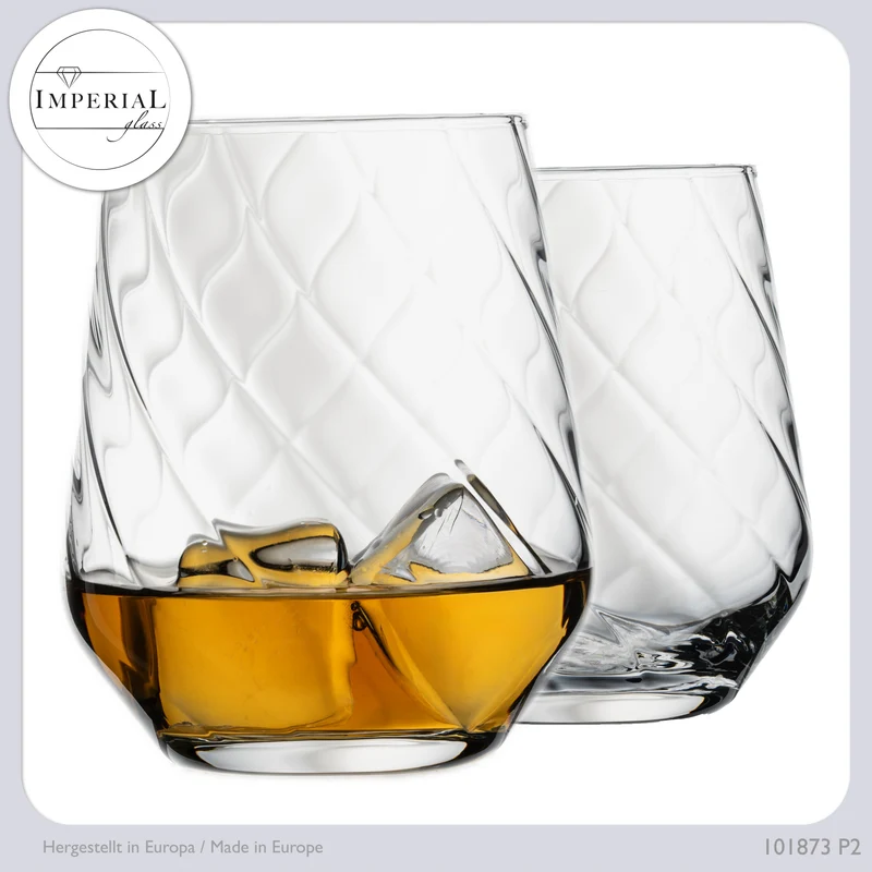 IMPERIAL geriffelte Whiskygläser 2er Set 430 ml Crystalline Glas Spülmaschinenfest
