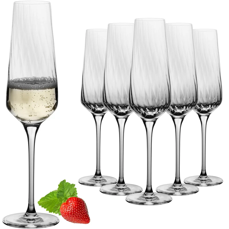 IMPERIAL glass geriffelte Sektkelche 230ml "London" Set 6-Teilig aus Crystalline Glas