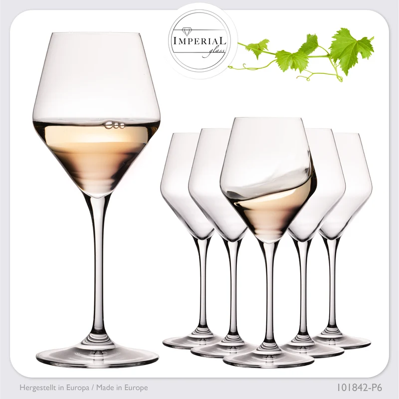 IMPERIAL glass Weißweingläser 370ml Serie "Rom" Set 6-Teilig aus Crystalline Glas