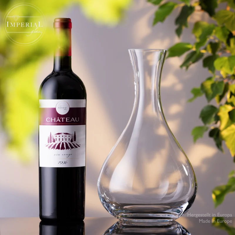 IMPERIAL glass Bauchiger Dekanter 1900ml Set 2-Teilig aus Crystalline Glas "Havanna" Weindekanter Handgefertigt