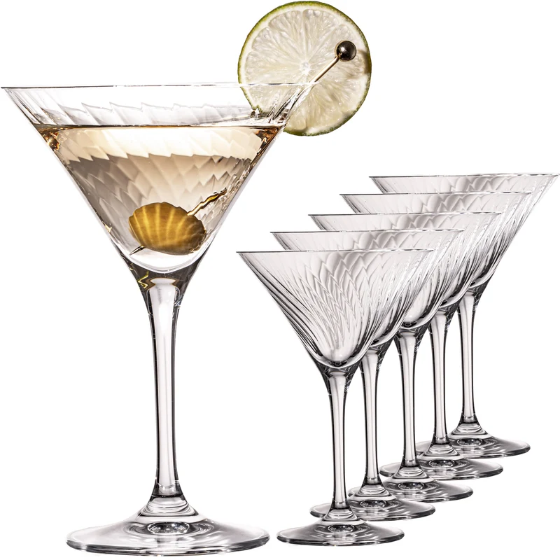 IMPERIAL geriffelte Martini Gläser Set 6 Stück 215ml aus Crystalline Glas "London" Spülmaschinenfest