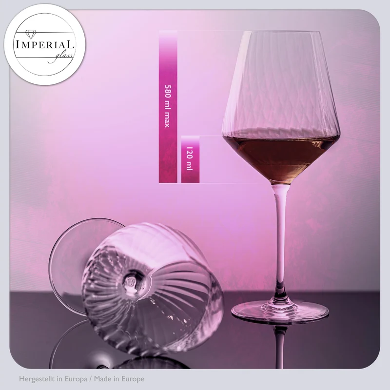 IMPERIAL glass geriffelte Bordeauxgläser 2er Set aus Crystalline Glas "London" 580ml Spülmaschinenfest