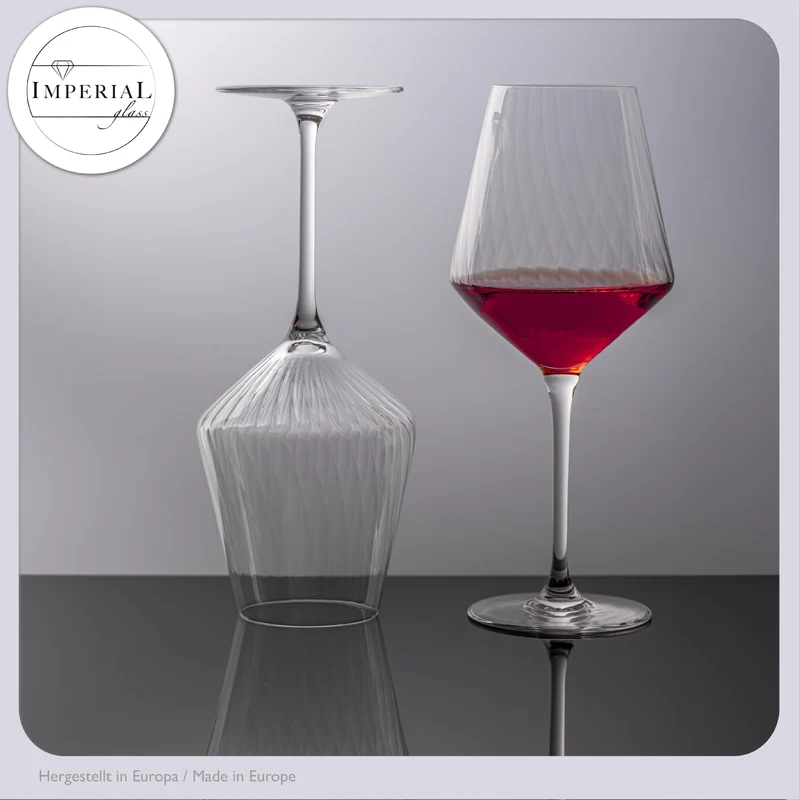 IMPERIAL glass geriffelte Bordeauxgläser 2er Set aus Crystalline Glas "London" 580ml Spülmaschinenfest