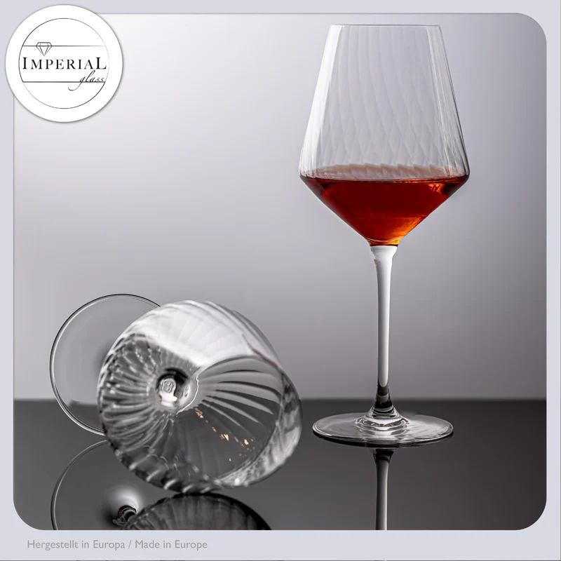 IMPERIAL glass geriffelte Bordeauxgläser 2er Set aus Crystalline Glas "London" 580ml Spülmaschinenfest