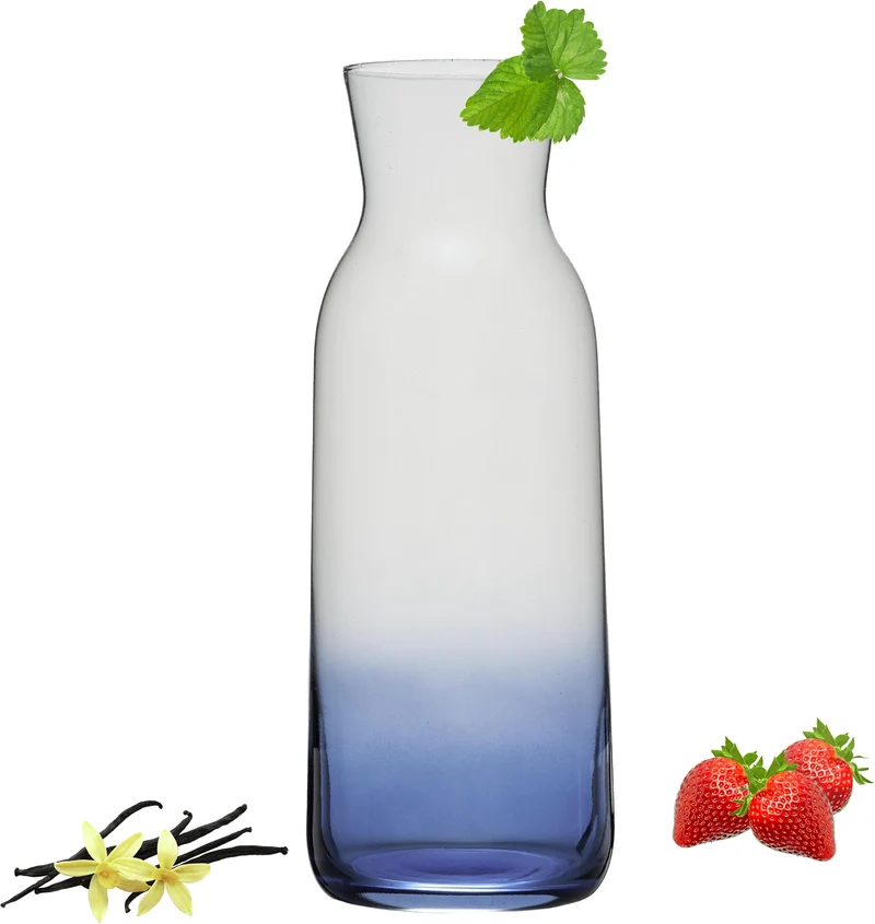 PLATINUX Karaffe mit Dunkelblauem Ombré Effekt aus Glas 1L (max. 1130ml)