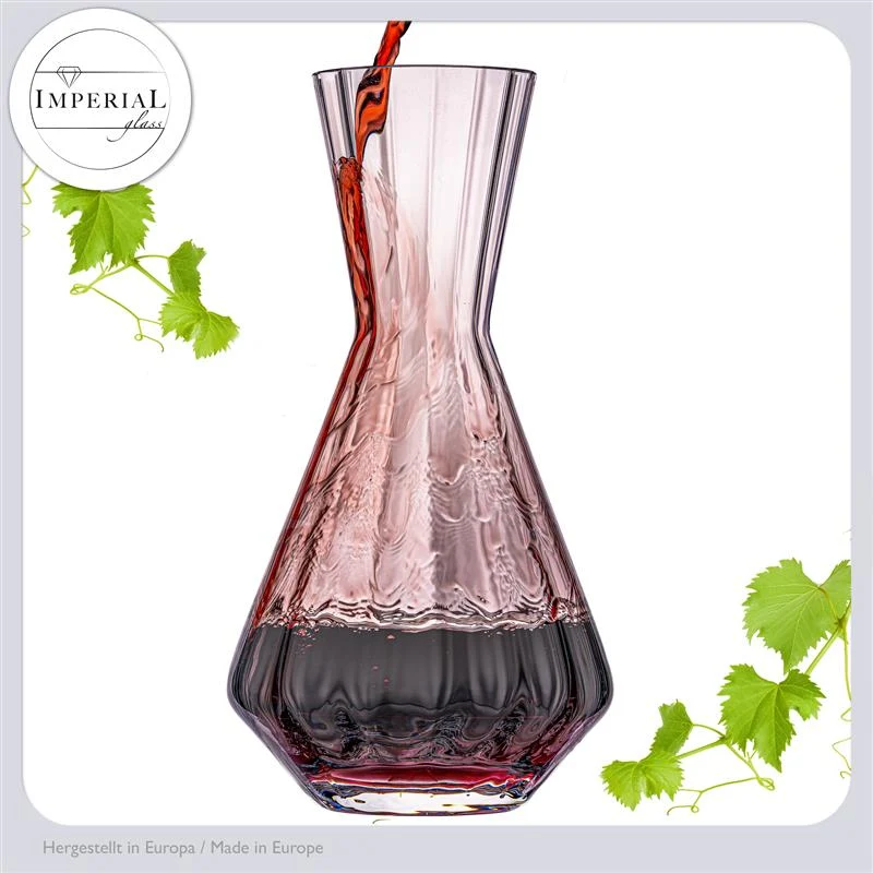 IMPERIAL glass Weindekanter 1200ml - handgefertigte Karaffe aus Crystalline Glas mit gewellter Optik