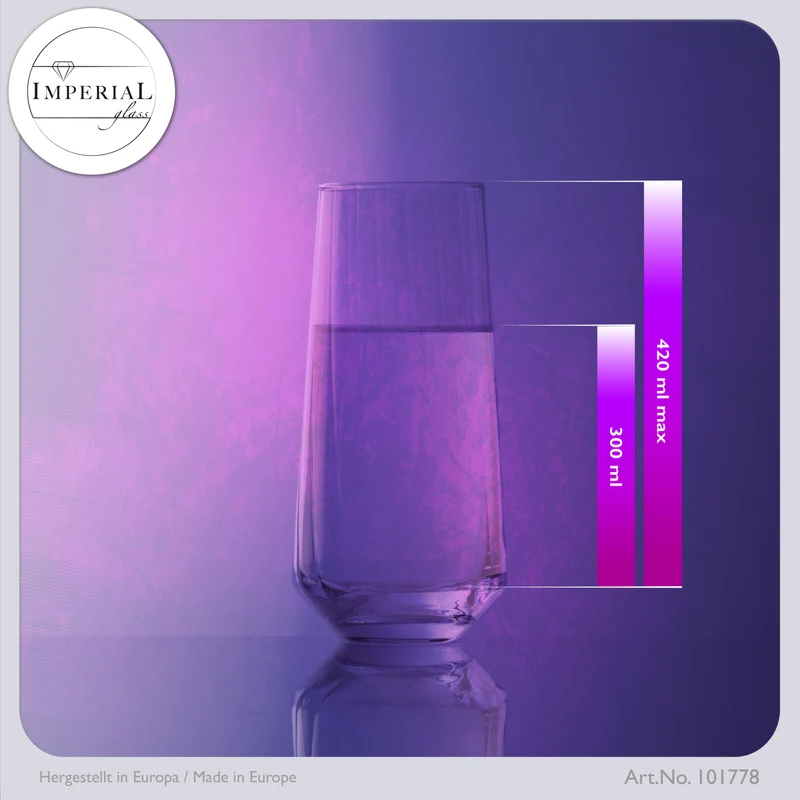 IMPERIAL geriffelte Trinkgläser 4er Set aus Crystalline Glas 420ml & 430ml