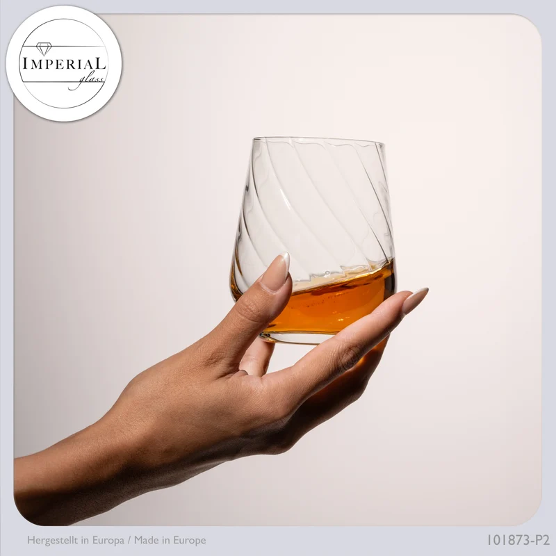 IMPERIAL geriffelte Trinkgläser 4er Set aus Crystalline Glas 420ml & 430ml