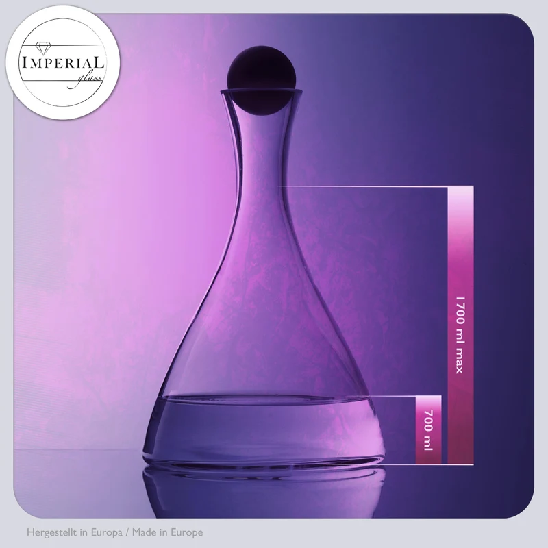 IMPERIAL glass Weindekanter aus Crystalline Glas - handgefertigt mit Holzverschluss 1700ml