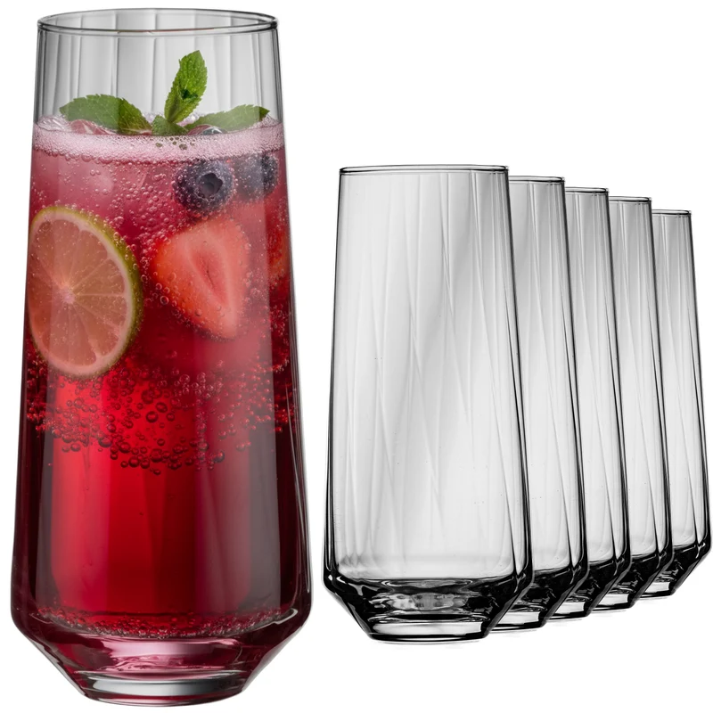 IMPERIAL geriffelte Trinkgläser 6er Set aus Crystalline Glas 420ml Spülmaschinenfest