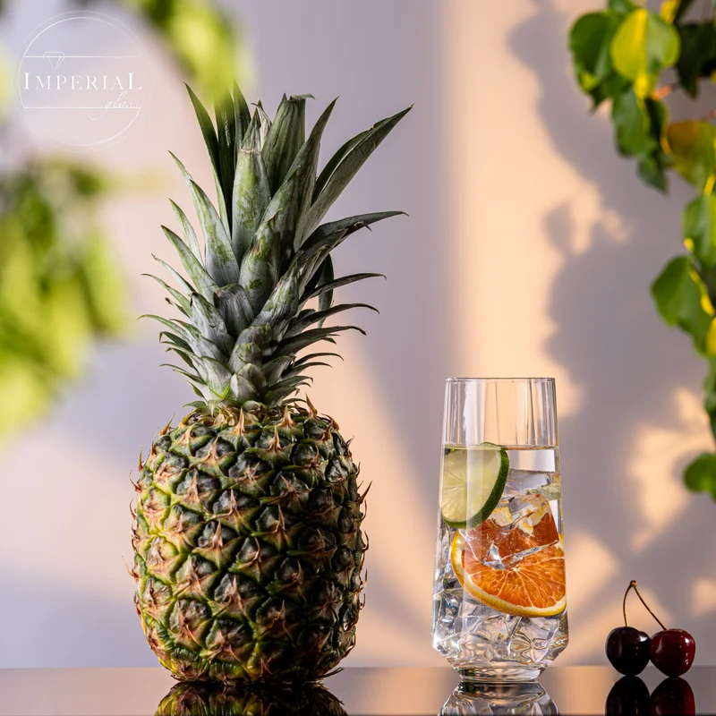 IMPERIAL geriffelte Trinkgläser 6er Set aus Crystalline Glas 420ml Spülmaschinenfest