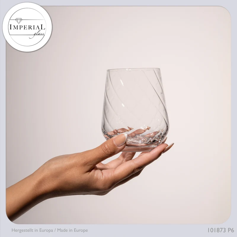 IMPERIAL geriffelte Trinkgläser 6er Set aus Crystalline Glas 430ml Spülmaschinenfest